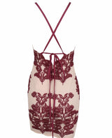 Celebrity Spotlight Nude And Red Halter Strappy Mini Dress - Fashion Genie Boutique