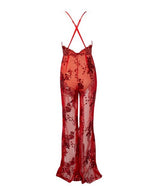 Bad Gal Red Sequin Split Leg Jumpsuit - Fashion Genie Boutique