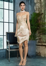 Sunset Kiss Gold Lace Fringe Dress - Fashion Genie Boutique