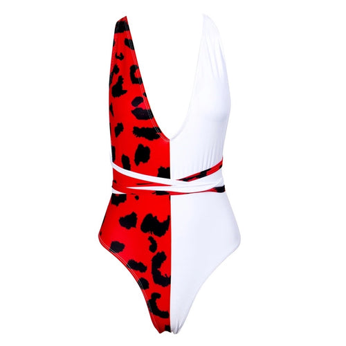 Sunset Chic Red & White Two Tone Leopard Swimsuit - Fashion Genie Boutique