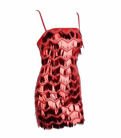 Gabby Red Sequin Tassel Mini Dress - Fashion Genie Boutique