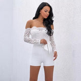 Meant To Be White Bardot Lace Playsuit - Fashion Genie Boutique