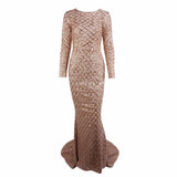 Time And Grace Gold Glitter Embellished Long Sleeve Maxi Dress - Fashion Genie Boutique