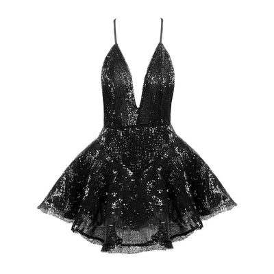 Weekend Cocktails Navy Plunge Sequin Playsuit - Fashion Genie Boutique