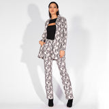 Take It Easy Grey Snake Print Skinny Trousers - Fashion Genie Boutique