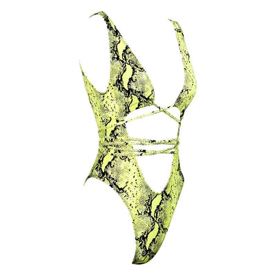 Thailand Green Cut Out Snake Print Swimsuit - Fashion Genie Boutique