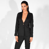 Nine To Five Black One Button Blazer - Fashion Genie Boutique