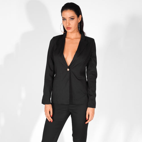Nine To Five Black One Button Blazer - Fashion Genie Boutique