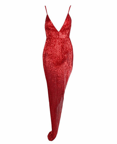 Show Must Go On Red Sequin Maxi Dress - Fashion Genie Boutique