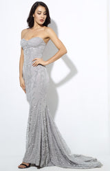 Saints & Sinners Silver Glitter Strapless Maxi Dress - Fashion Genie Boutique