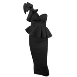 Keya Black Peplum Bardot Top & Midi Skirt Dress Co-Ord - Fashion Genie Boutique