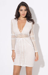 All Nighter White Bandage Mesh Mini Dress - Fashion Genie Boutique
