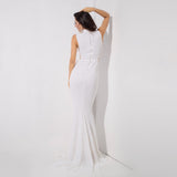 Million Dollar Babe White Sequin Maxi Fishtail Gown Dress - Fashion Genie Boutique