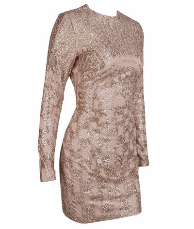 Harlie Black & Nude Glitter Long Sleeve Mini Dress - Fashion Genie Boutique
