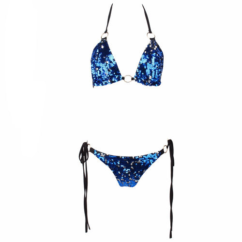 Shoreline Itinerary Blue Sequin Bikini Swimsuit - Fashion Genie Boutique