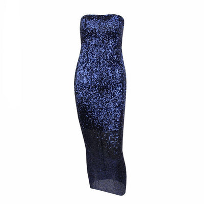 Glam Doll Red Strapless Sequin Midi Dress - Fashion Genie Boutique