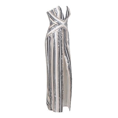 Cuddle Me Crazy Multi Stripe Strapless Split Maxi Dress - Fashion Genie Boutique