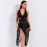 Creative Approach Black Mesh Tassel Bodysuit - Fashion Genie Boutique