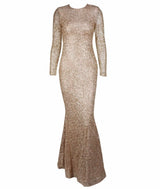 Spellbound Red Glitter Fishtail Long Sleeve Maxi Dress - Fashion Genie Boutique