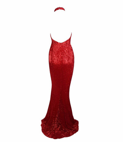 Spotlight Statement Red Sequin Fishtail Maxi Dress - Fashion Genie Boutique