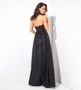 A Star Is Born Black Glitter Strapless Maxi Gown Dress - Fashion Genie Boutique