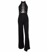 Greatest Love Story Black Eyelet Lace Up Jumpsuit - Fashion Genie Boutique