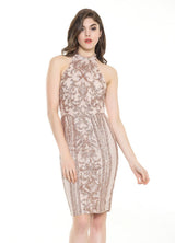 Livin' The Life Nude And Rose Gold Sequin Mini Dress - Fashion Genie Boutique