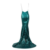 Ecstasy Green Plunge Sequin Maxi Fishtail Gown Dress - Fashion Genie Boutique