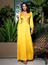 Miami Sun Yellow Long Sleeve Maxi Dress - Fashion Genie Boutique