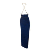 Throwing Shade Nude Side Slit Chained Maxi Dress - Fashion Genie Boutique
