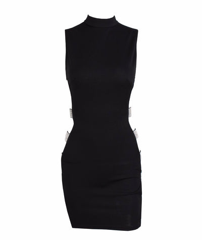 Cut it Out Blue Embellished Cut Out Mini Dress - Fashion Genie Boutique