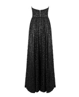 A Star Is Born Black Glitter Strapless Maxi Gown Dress - Fashion Genie Boutique