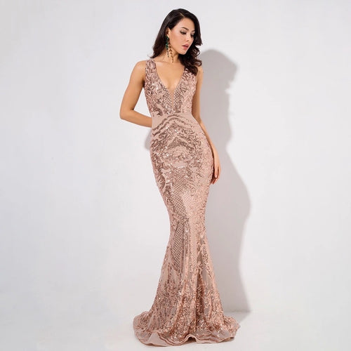 Sweet Evidence Rose Gold Sequin Fishtail Maxi Dress - Fashion Genie Boutique