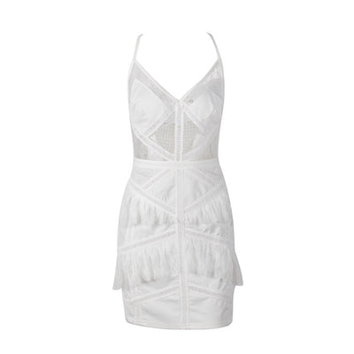 Ready To Ruffle White Mesh Mini Dress - Fashion Genie Boutique