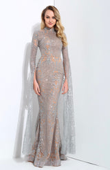 Queen Of The Night Silver Glitter Fishtail Maxi Dress - Fashion Genie Boutique
