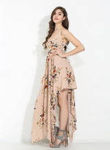 Rosabella Nude Floral Print Maxi Dress - Fashion Genie Boutique