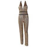 Solana Gold Halter Sequin Jumpsuit - Fashion Genie Boutique