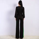 Tsanna Black Stripe Split Jumpsuit - Fashion Genie Boutique