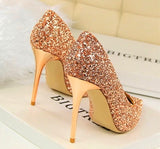 Till the Glitter Ends Bronze High Heels - Fashion Genie Boutique