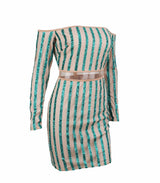 Walk the Line Green Bardot Glitter Mini Dress - Fashion Genie Boutique