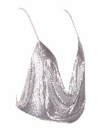 Best Mistake Plunge Silver Metalic Cami Crop Top - Fashion Genie Boutique