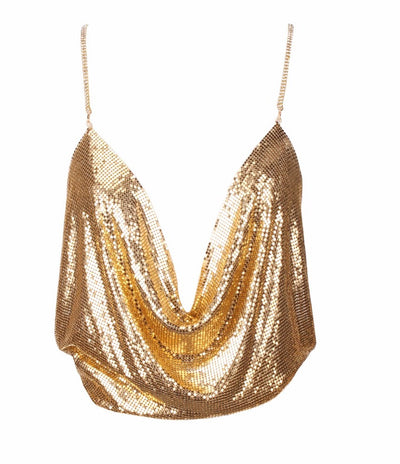 Best Mistake Plunge Silver Metalic Cami Crop Top - Fashion Genie Boutique