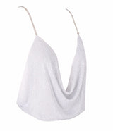 Best Mistake Plunge Silver Metalic Cami Crop Top - Fashion Genie Boutique