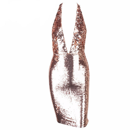 Hollywood Stone Gold Glitter Sequin Mini Party Dress - Fashion Genie Boutique