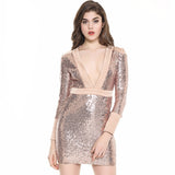 Lovely Lady Rose Gold Sequin Mini Party Dress - Fashion Genie Boutique