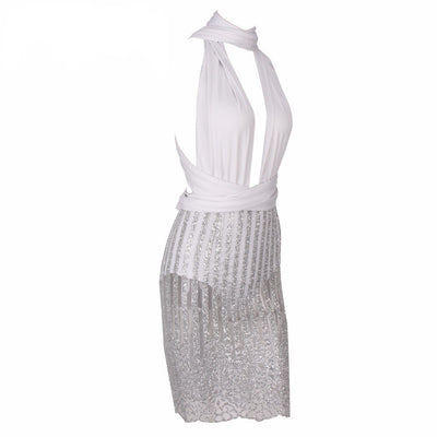 Glitz & Glam Nude & Gold Glitter Embellished Party Dress - Fashion Genie Boutique