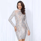 Unpredictable Moments Silver Long Sleeve Sequin Mini Dress - Fashion Genie Boutique