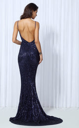 Goal Digger Navy Embellished Sequin Maxi Party Gown Dress - Fashion Genie Boutique