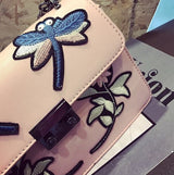 Embroidered Pink Chain Crossbody Handbag - Fashion Genie Boutique