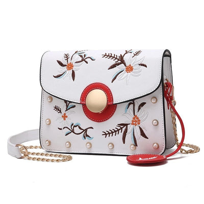 Floral Embroidered Crossbody Chain Handbag - Fashion Genie Boutique